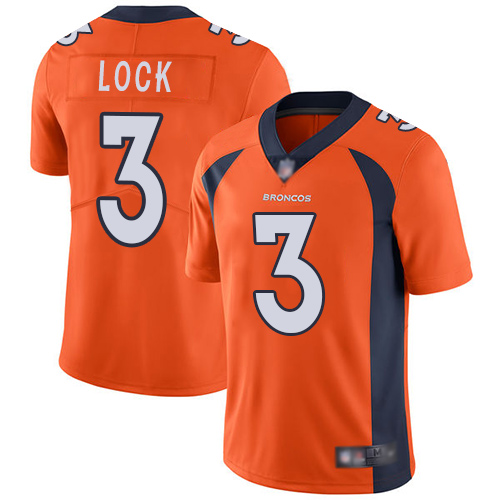 Denver Broncos Limited Men Orange Drew Lock Home Jersey 3 Vapor Untouchable NFL Football